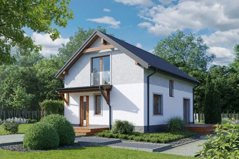 Projekt domu Silbis 2 tech. L-6810 tech., parterowy z poddaszem użytkowym, niepodpiwniczony, bez garażu - kolorystyka wersja 1