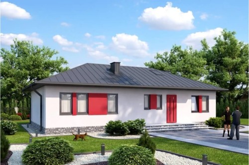 Projekt domu Naruszewo N tech. DM-6087 N tech., parterowy, bez podpiwniczenia - kolorystyka wersja 1