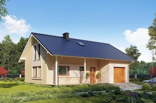 Projekt domu Magena 2 tech.L-6693 tech.,parterowy, z poddaszem użytkowym, jednorodzinny, tradycyjny, z garażem, bez podpiwniczenia-kolorystyka wersja 1