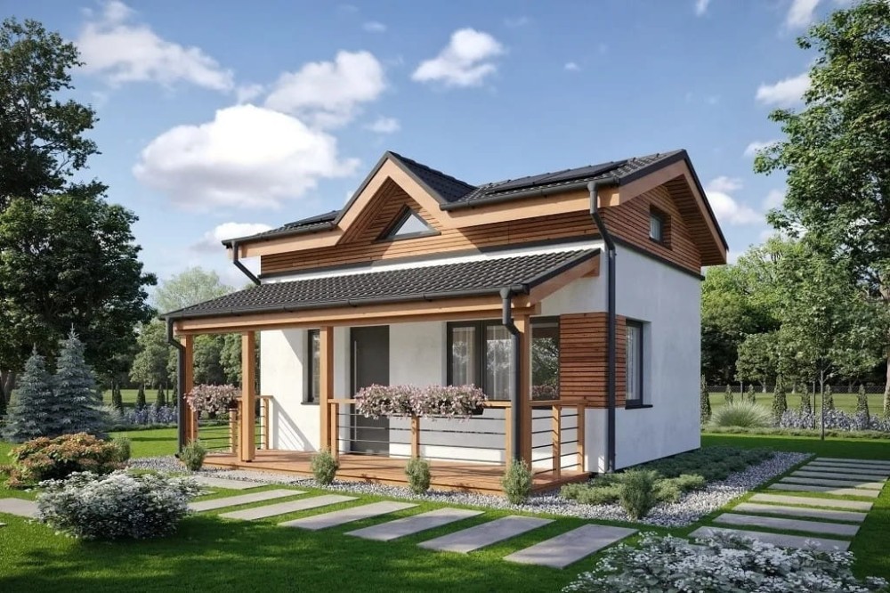 Projekt domu Erlen 2 tech. L-6783 tech., parterowy, podpiwniczony, ze strychem, bez garażu - kolorystyka wersja 1