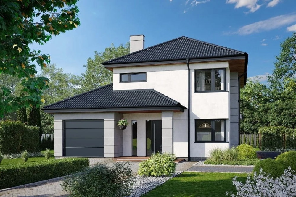 Projekt domu Mursa tech. DM-6801 tech., piętrowy, niepodpiwniczony, z garażem jednostanowiskowym - kolorystyka wersja 1