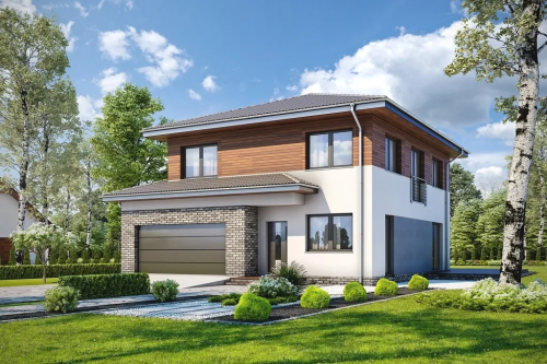 Projekt domu Igetio 2 tech. L-6679 tech., piętrowy z garażem, jednorodzinny - kolorystyka wersja 1
