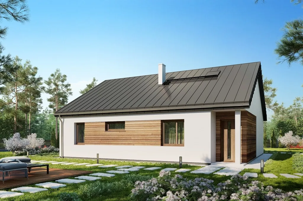 Projekt domu Agrit tech. DM-6654 tech.,  parterowy, niepodpiwniczony, bez garażu - kolorystyka wersja 1