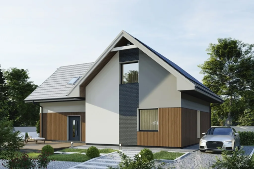 Projekt domu Venta 2 tech. L-6809 tech., parterowy, z poddaszem użytkowym, niepodpiwniczony, bez garażu - kolorystyka wersja 1