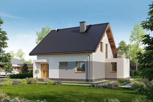 Projekt domu Urium tech. DM-6690 tech., parterowy z poddaszem użytkowym, niepodpiwniczony, bez garażu - kolorystyka wersja 1