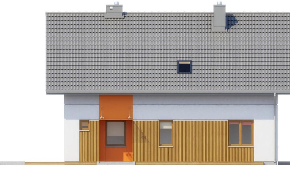 Projekt domu Maczków DM-6544, parterowy z poddaszem użytkowym,  jednorodzinny, bez garażu, bez podpiwniczenia -elewacja frontowa