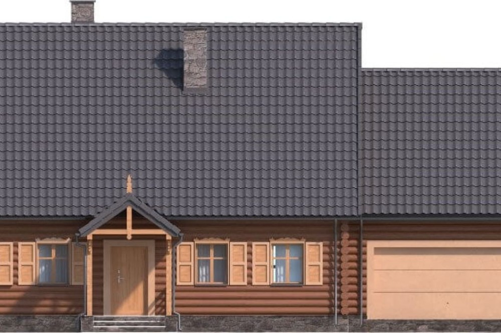 Projekt domu Jałowiec DM-6535, parterowy, z poddaszem nieużytkowym do adaptacji, z garażem dwustanowiskowym, bez podpiwniczenia - elewacja frontowa
