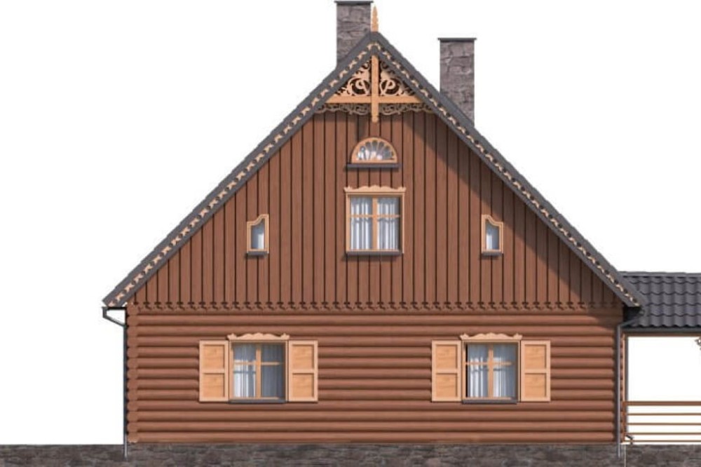 Projekt domu Jałowiec DM-6535, parterowy, z poddaszem nieużytkowym do adaptacji, z garażem dwustanowiskowym, bez podpiwniczenia - elewacja lewa