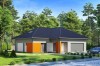 Projekt domu Wiechlina 2 L-6628, parterowy z poddaszem do adaptacji, z garażem dwustanowiskowym, bez podpiwniczenia - kolorystyka wersja 4