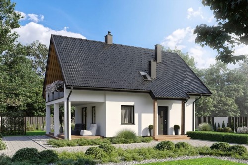 Projekt domu Emagen DM-6798,parterowy z poddaszem użytkowym, jednorodzinny, bez garażu, bez podpiwniczenia-kolorystyka wersja 1