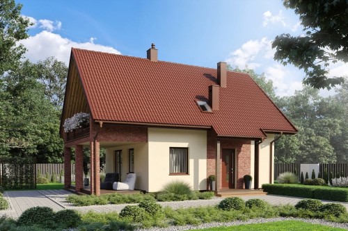 Projekt domu Emagen DM-6798,parterowy z poddaszem użytkowym, jednorodzinny, bez garażu, bez podpiwniczenia-kolorystyka wersja 2