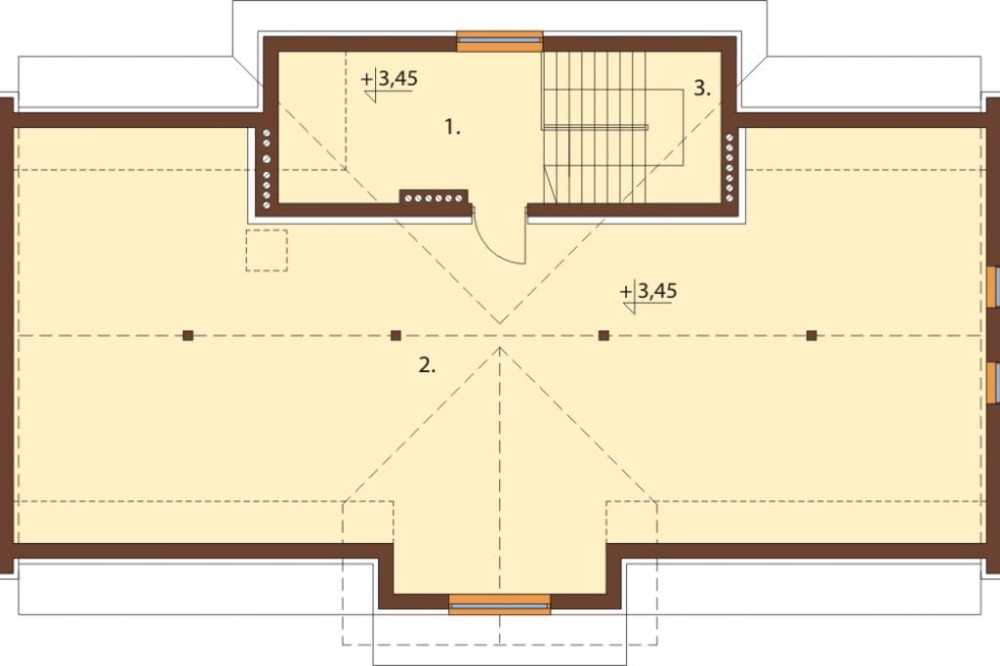Projekt sklepu K-06 B, parterowy z poddaszem nieużytkowym do adaptacji, podpiwniczony, z garażem - rzut poddasza nieużytkowego do adaptacji