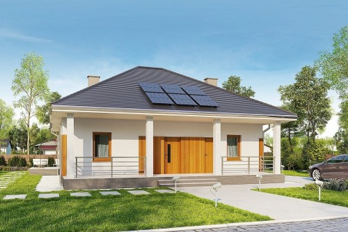 Projekt domu Avium DM-6685, parterowy z poddaszem nieużytkowym do adaptacji - kolorystyka wersja 1