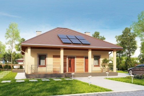Projekt domu Avium DM-6685, parterowy z poddaszem nieużytkowym do adaptacji - kolorystyka wersja 2