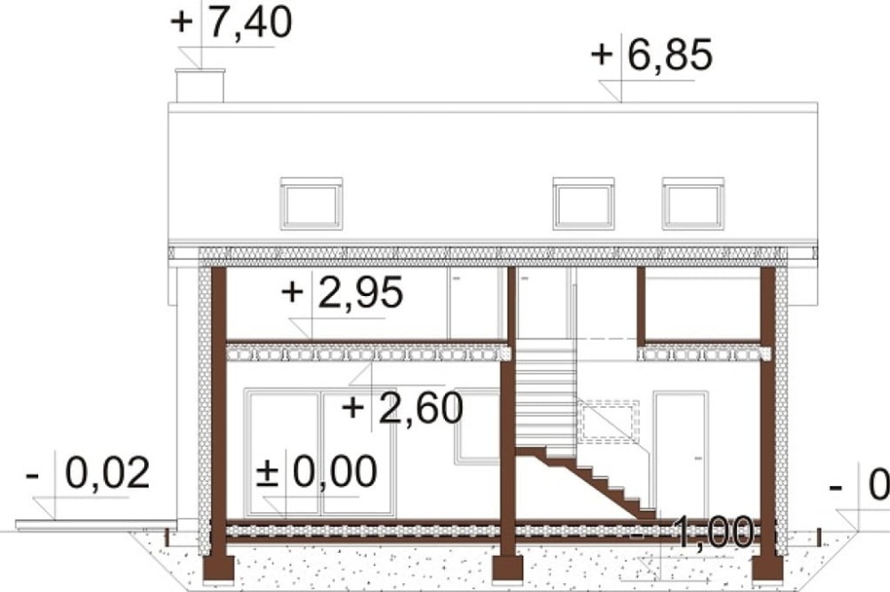 Projekt domu DM-6746 - przekrój A-A