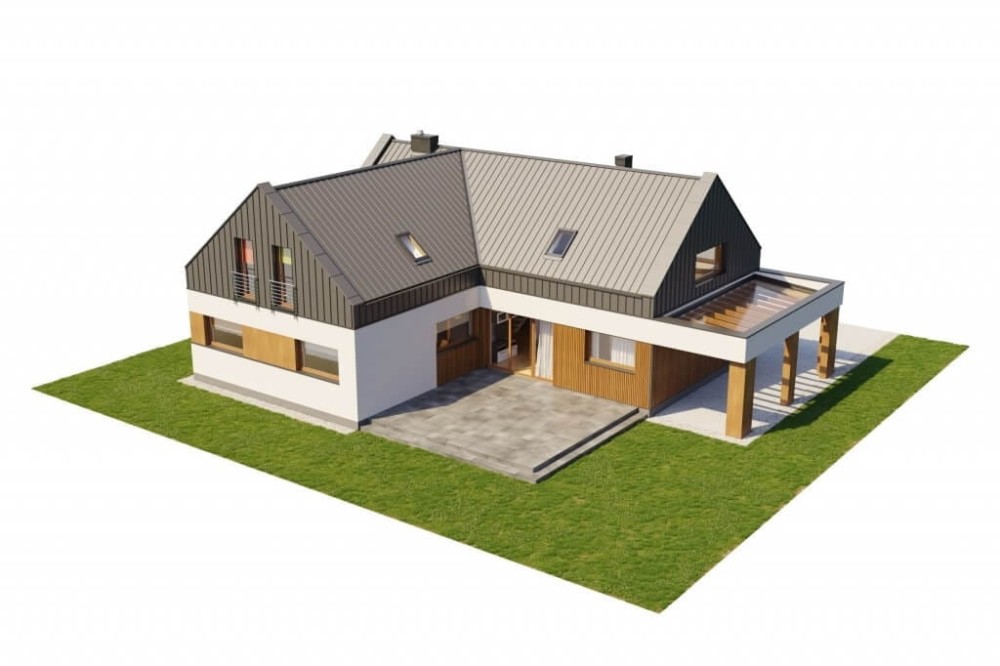 Projekt domu Szanta 2 L-6528, parterowy, z poddaszem, jednorodzinny, nowoczesny, bez garażu, bez podpiwniczenia  -model