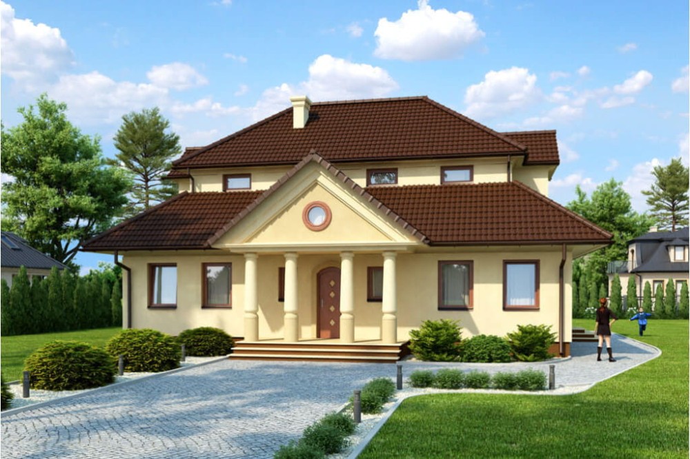 Projekt domu Olchawa DM-6276, parterowy z poddaszem mieszkalnym, bez podpiwniczenia - kolorystyka 3