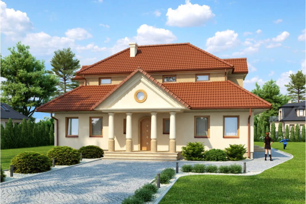 Projekt domu Olchawa DM-6276, parterowy z poddaszem mieszkalnym, bez podpiwniczenia - kolorystyka 4