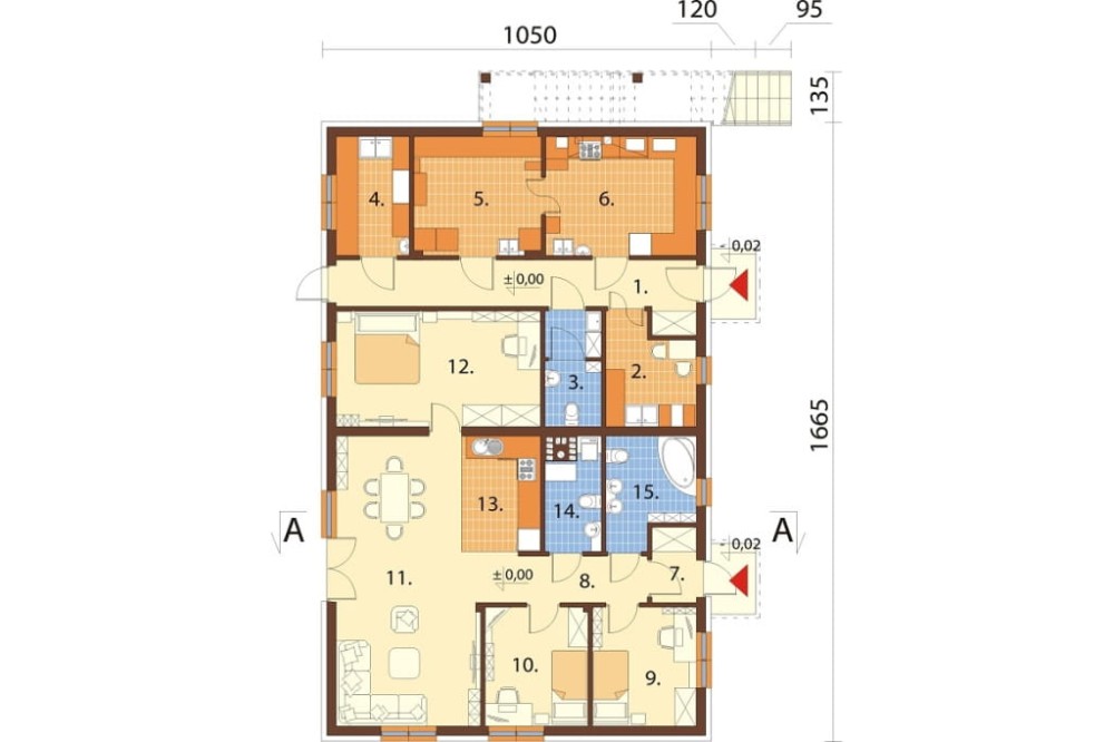 Projekt domu Ibala DM-6646, lokalno - usługowy, parterowy z poddaszem nieużytkowym - rzut parteru