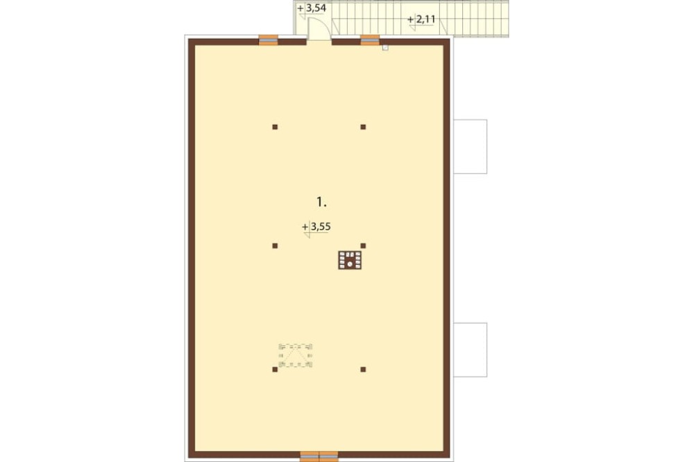 Projekt domu Ibala DM-6646, lokalno - usługowy, parterowy z poddaszem nieużytkowym - rzut poddasza