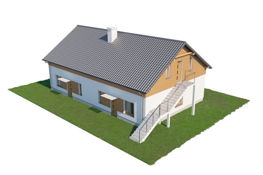 Projekt domu Ibala DM-6646, lokalno - usługowy, parterowy z poddaszem nieużytkowym - model