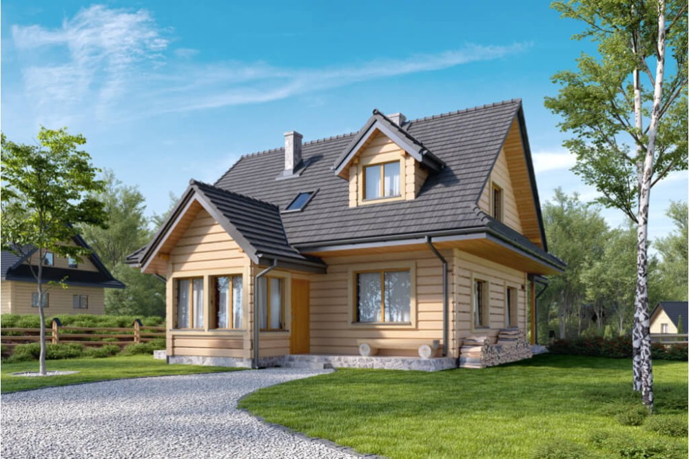Projekt domu Storczynek 2 L-6533, parterowy z poddaszem, bez garażu, niepodpiwniczony - kolorystyka wersja 4