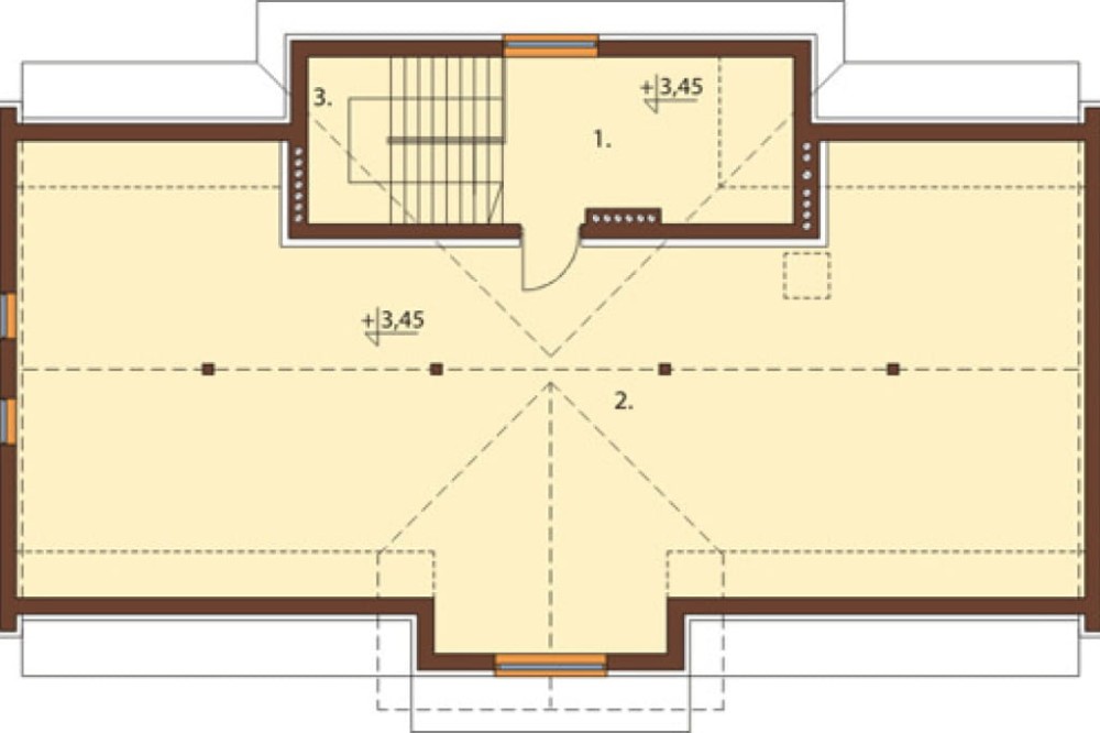 Projekt sklepu LK-06 B, parterowy z poddaszem nieużytkowym do adaptacji, podpiwniczony, z garażem - rzut poddasza