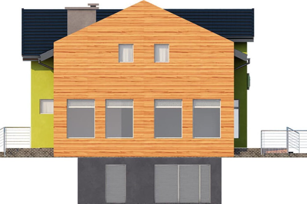 Projekt sklepu LK-06 B, parterowy z poddaszem nieużytkowym do adaptacji, podpiwniczony, z garażem - elewacja lewa