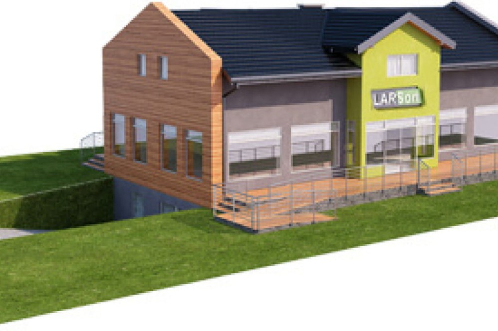 Projekt sklepu LK-06 B, parterowy z poddaszem nieużytkowym do adaptacji, podpiwniczony, z garażem - model