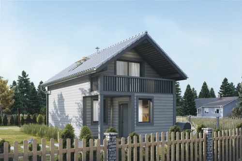 Projekt domu Gerasa DM-6736, parterowy z poddaszem użytkowym, podhalański, bez garażu, bez podpiwniczenia - wizualizacja elewacji