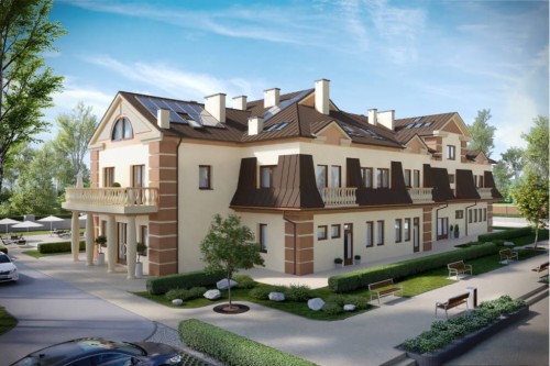 Projekt domu opieki dla osób starszych K-16 C, piętrowy z poddaszem użytkowym, bez podpiwniczenia - kolorystyka wersja 2