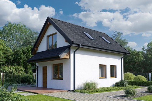 Projekt domu Zenna DM-6818, parterowy z poddaszem użytkowym, niepodpiwniczony, bez garażu - kolorystyka wersja 1