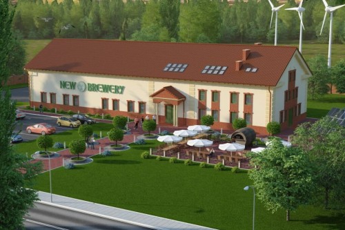 Projekt budynku produkcyjno-usługowego K-46, piętrowy z antresolą, bez podpiwniczenia, bez garażu - kolorystyka wersja 1