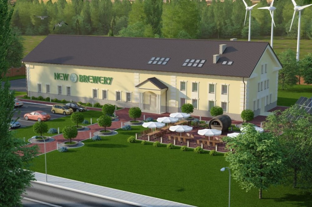 Projekt budynku produkcyjno-usługowego K-46, piętrowy z antresolą, bez podpiwniczenia, bez garażu - kolorystyka wersja 2