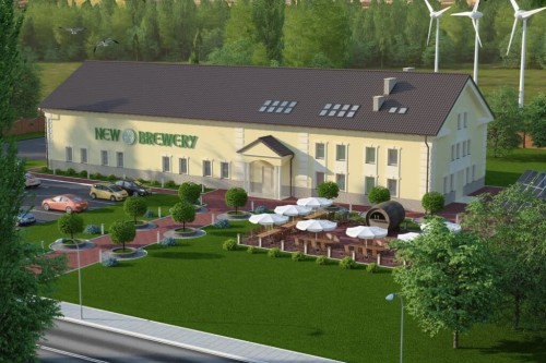 Projekt budynku produkcyjno-usługowego K-46, piętrowy z antresolą, bez podpiwniczenia, bez garażu - kolorystyka wersja 2