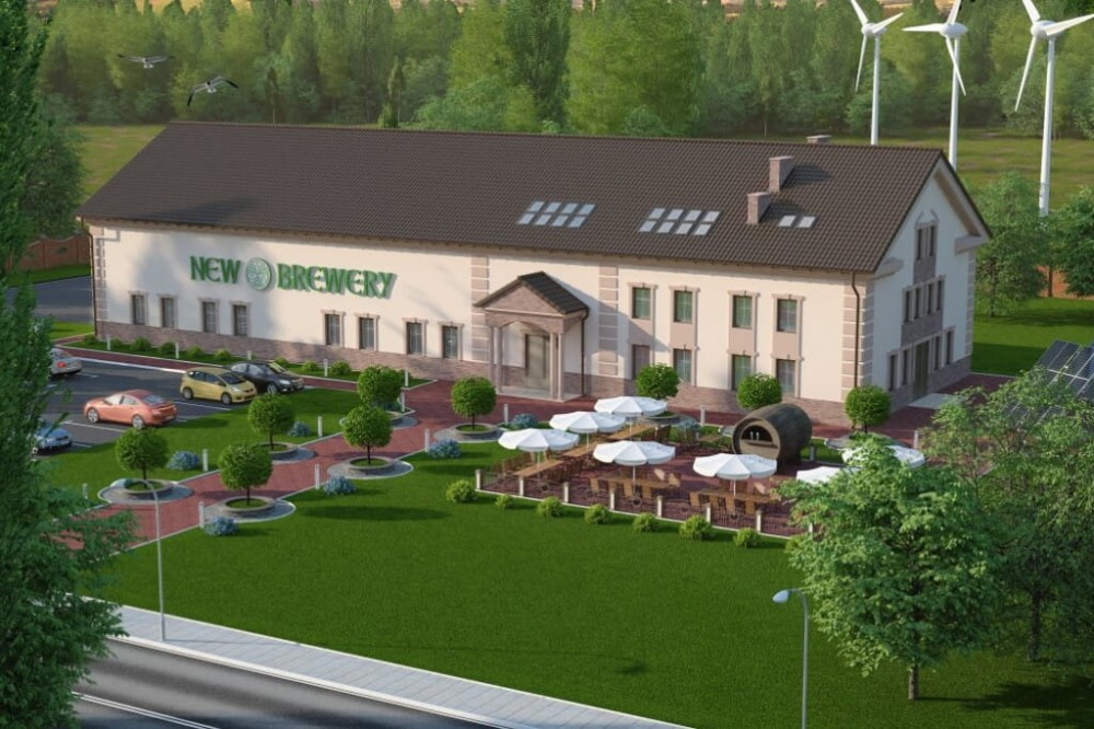 Projekt budynku produkcyjno-usługowego K-46, piętrowy z antresolą, bez podpiwniczenia, bez garażu - kolorystyka wersja 3