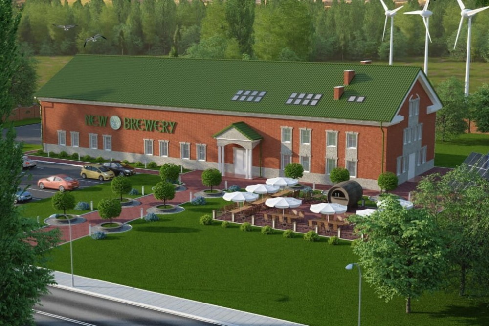Projekt budynku produkcyjno-usługowego K-46, piętrowy z antresolą, bez podpiwniczenia, bez garażu - kolorystyka wersja 4