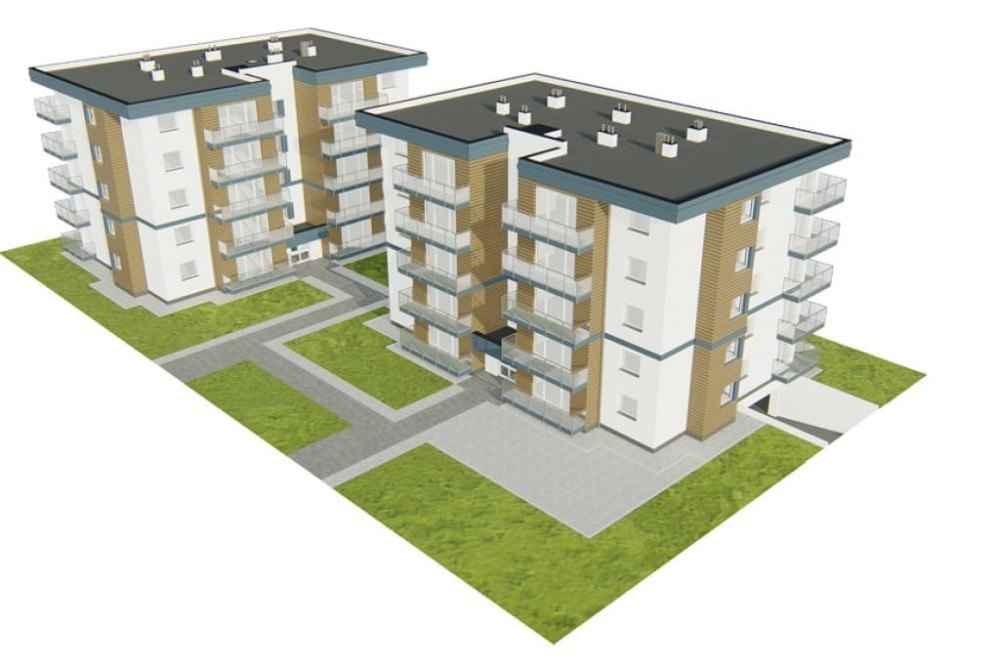 Projekt budynku wielorodzinnego DM-6761,  sześciokondygnacyjny, podpiwniczony, z garażem wielostanowiskowym - model
