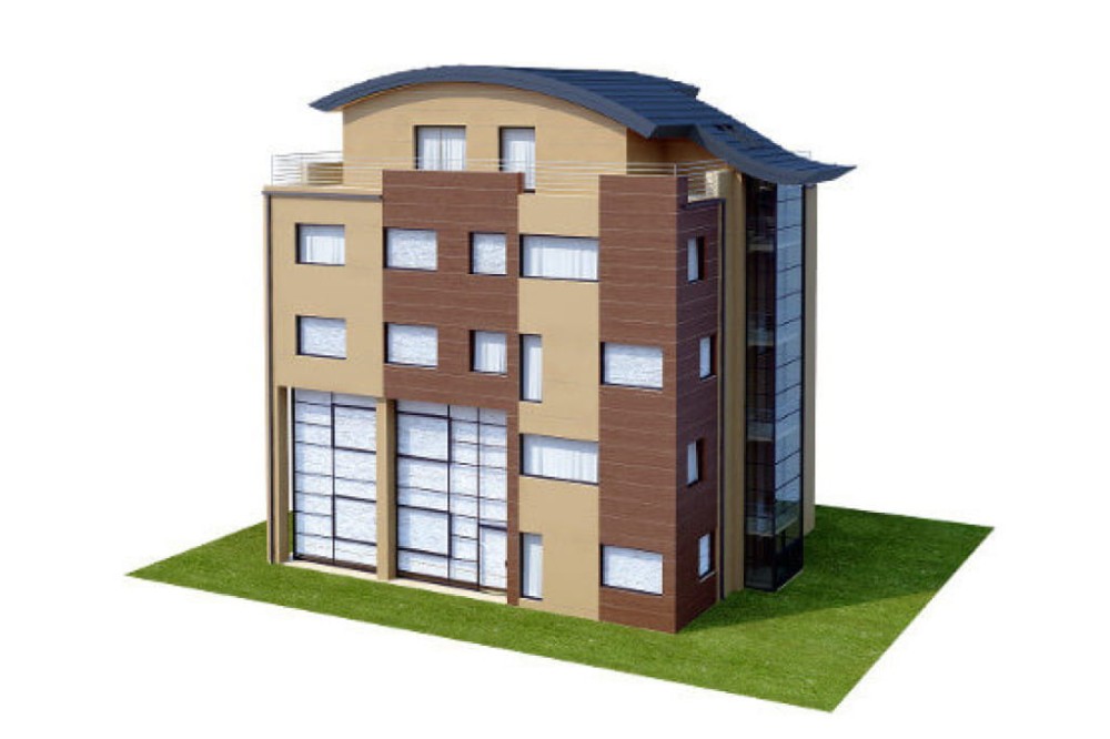 Projekt biurowca LK-75, czteropiętrowy, bez podpiwniczenia, bez garażu - model
