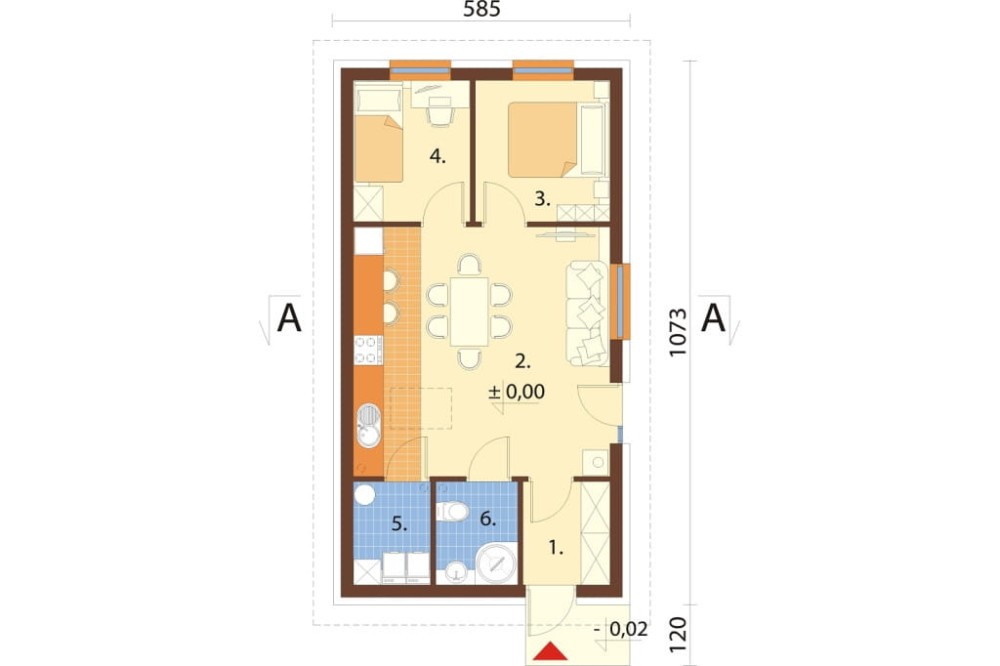 Projekt domu Laudis DM-6876, parterowy, bez garażu, bez podpiwniczenia - rzut parteru