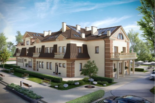 Projekt domu opieki dla osób starszych LK-16 C, piętrowy z poddaszem użytkowym, bez podpiwniczenia - kolorystyka wersja 2