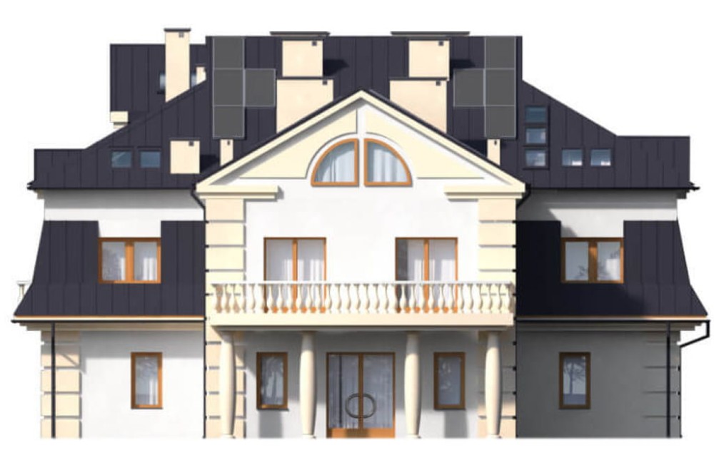 Projekt domu opieki dla osób starszych LK-16 C, piętrowy z poddaszem użytkowym, bez podpiwniczenia - elewacja frontowa