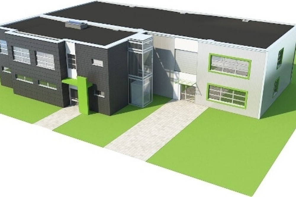 Projekt budynku magazynowo-usługowo-biurowego LK-104, budynek piętrowy, bez podpiwniczenia - model