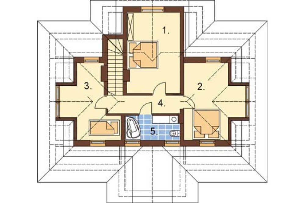 Projekt domu Olchawa 2 L-6276, parterowy z poddaszem mieszkalnym, bez podpiwniczenia - rzut poddasza