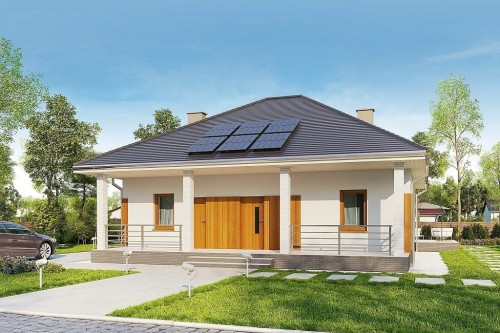 Projekt domu Avium 2 L-6685, parterowy z poddaszem nieużytkowym do adaptacji - kolorystyka wersja 1