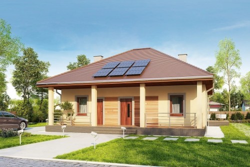 Projekt domu Avium 2 L-6685, parterowy z poddaszem nieużytkowym do adaptacji - kolorystyka wersja 2