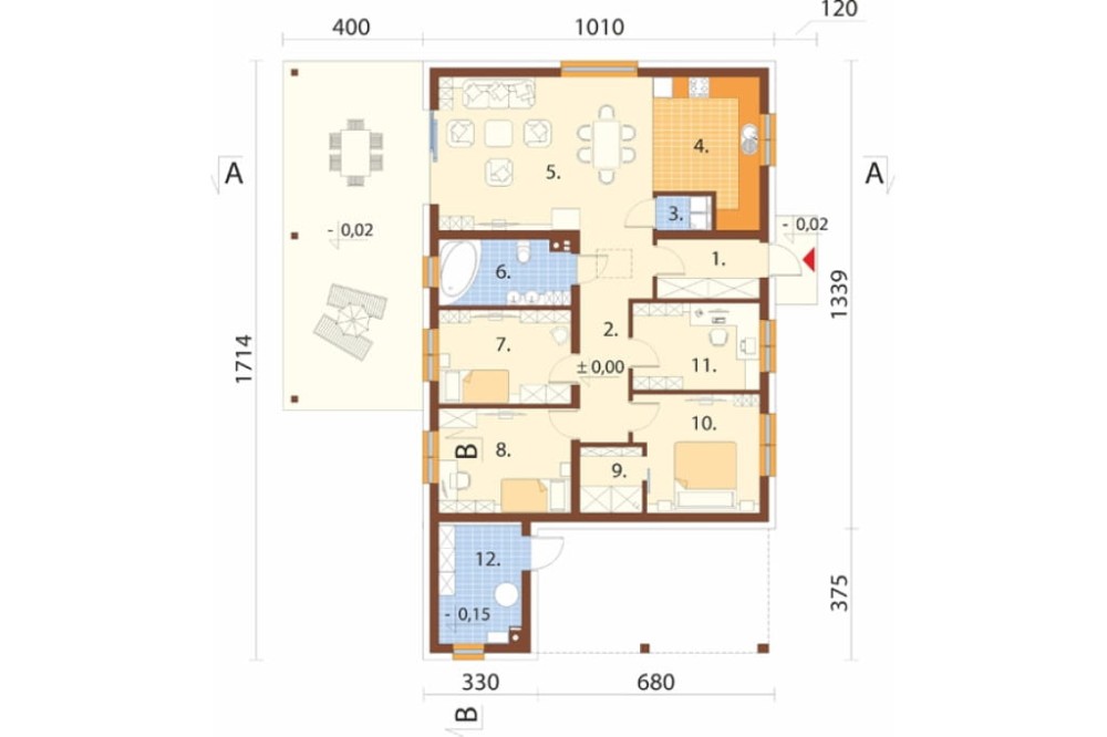 Projekt budynku DM-6880 - rzut parteru