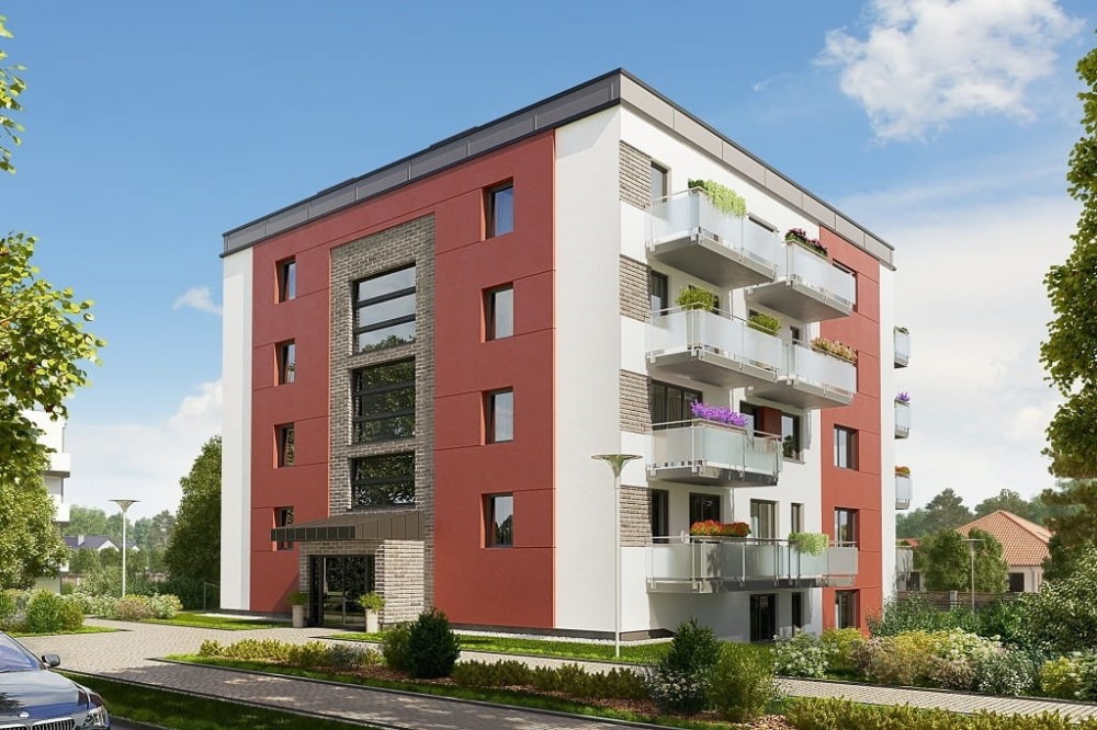 Projekt budynku wielorodzinnego L-6710,  pięciokondygnacyjny, podpiwniczony, bez garażu - kolorystyka wersja 3