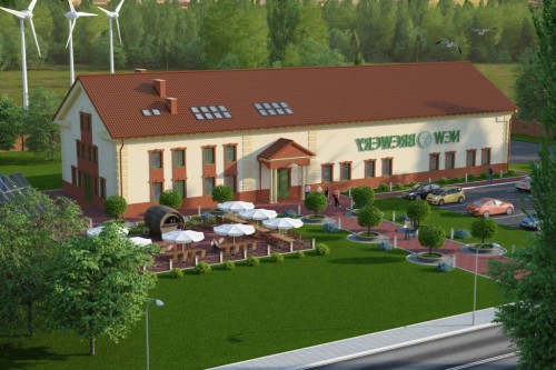 Projekt budynku produkcyjno-usługowego LK-46, piętrowy z antresolą, bez podpiwniczenia, bez garażu - kolorystyka wersja 1