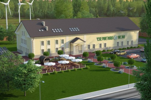 Projekt budynku produkcyjno-usługowego LK-46, piętrowy z antresolą, bez podpiwniczenia, bez garażu - kolorystyka wersja 2